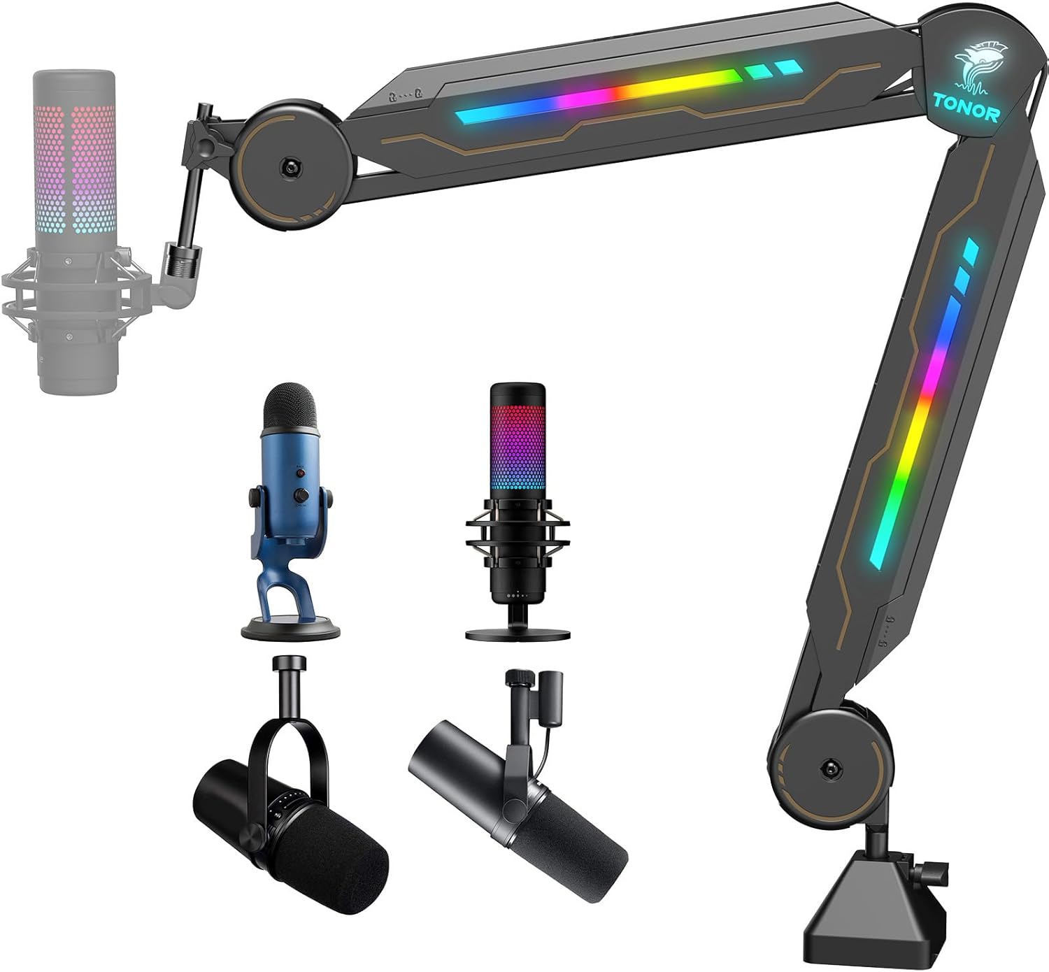 Gaming Microphone - RGB Mic Stand with 11 Light