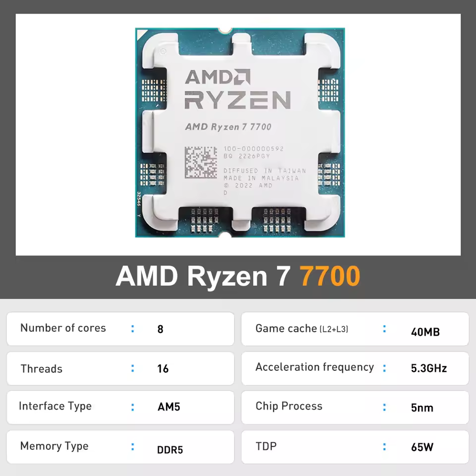 AMD Ryzen 7 7700 R7 7700 8 Cor - Pc Gaming Game avis et prix