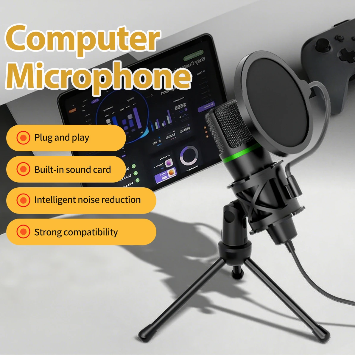 Condenser Microphone USB Wired - No Rgb Gaming Pc avis et prix