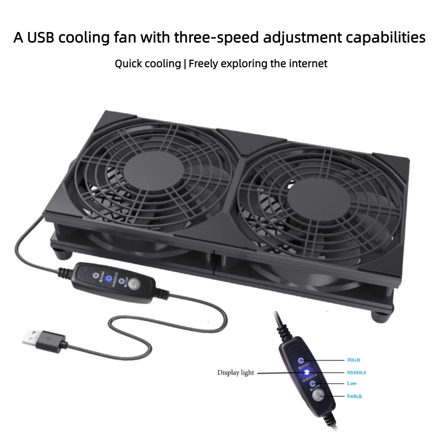 Dual USB Cooling Fan with 3-Sp - No Rgb Gaming Pc avis et prix
