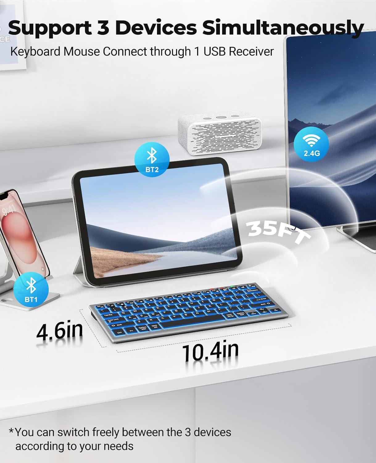 JOMAA Bluetooth Wireless Keybo - Pc Gaming Windows 7 avis et prix