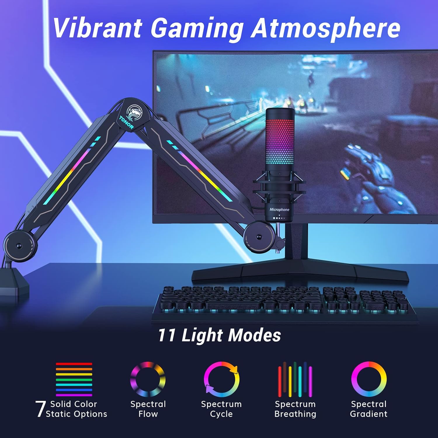 RGB Mic Stand with 11 Light Mo - Gaming Microphone avis et prix